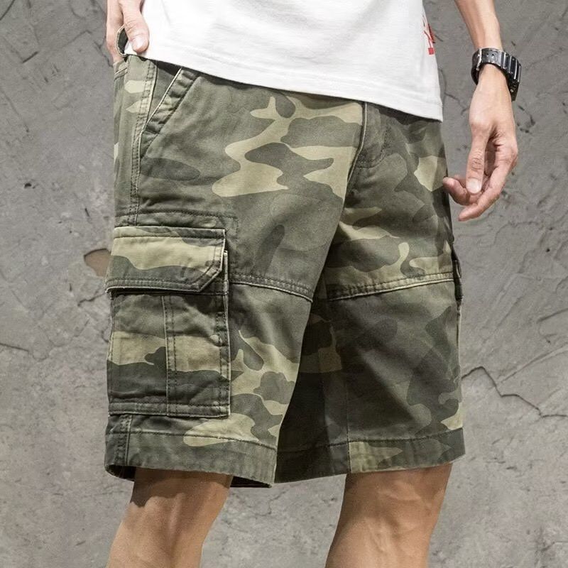 Men&#39;s  American Retro Cropped Workwear Shorts. Summer Vibe. Camouflage Casual Loose Fashion Bran  Pants