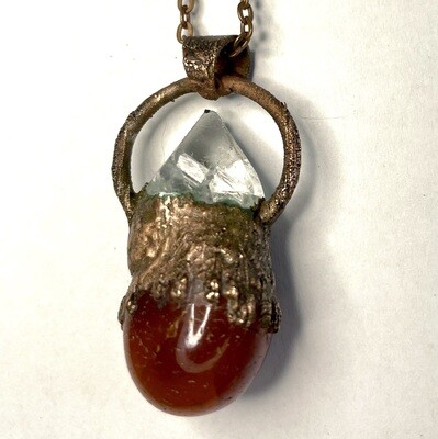 "The Artifact" Copper Carnelian Apophyllite Pendant