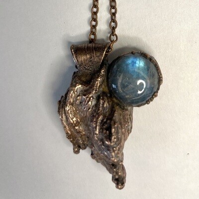 "Blue Moon Goddess" Copper Pendant With Labradorite