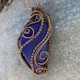 Cobalt Blue Glass in Copper Woven Wire