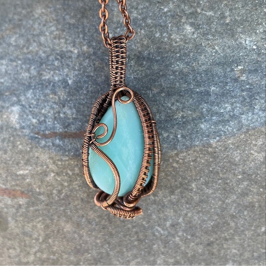 Amazonite Wire Weave Pendant