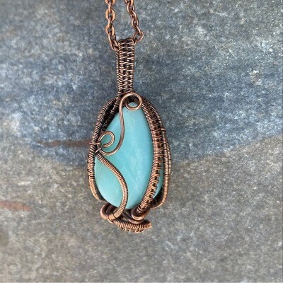 Amazonite Wire Weave Pendant