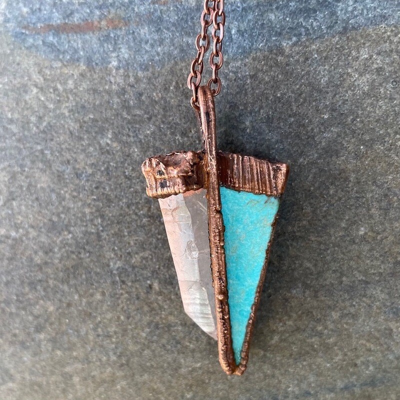 Turquoise Crystal Pyramid Pendant