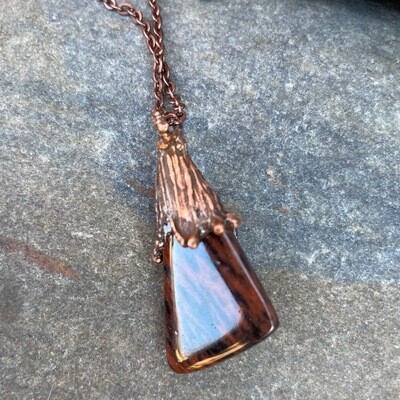 Mahogany Obsidian in Textured Copper Pendant