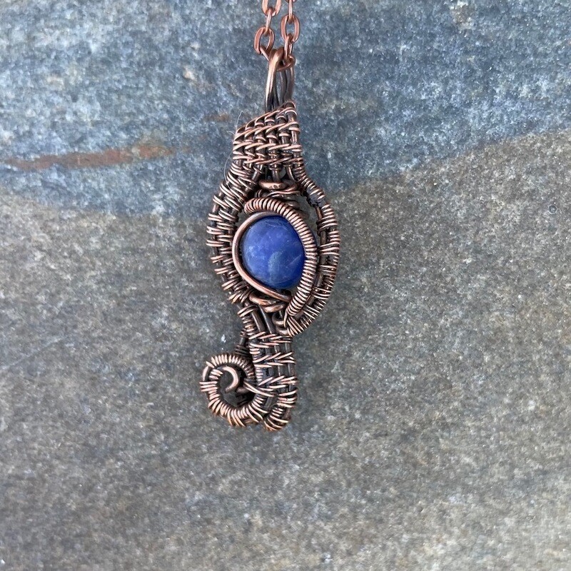 Lapis Wire Weave Pendant