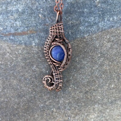 Lapis Wire Weave Pendant