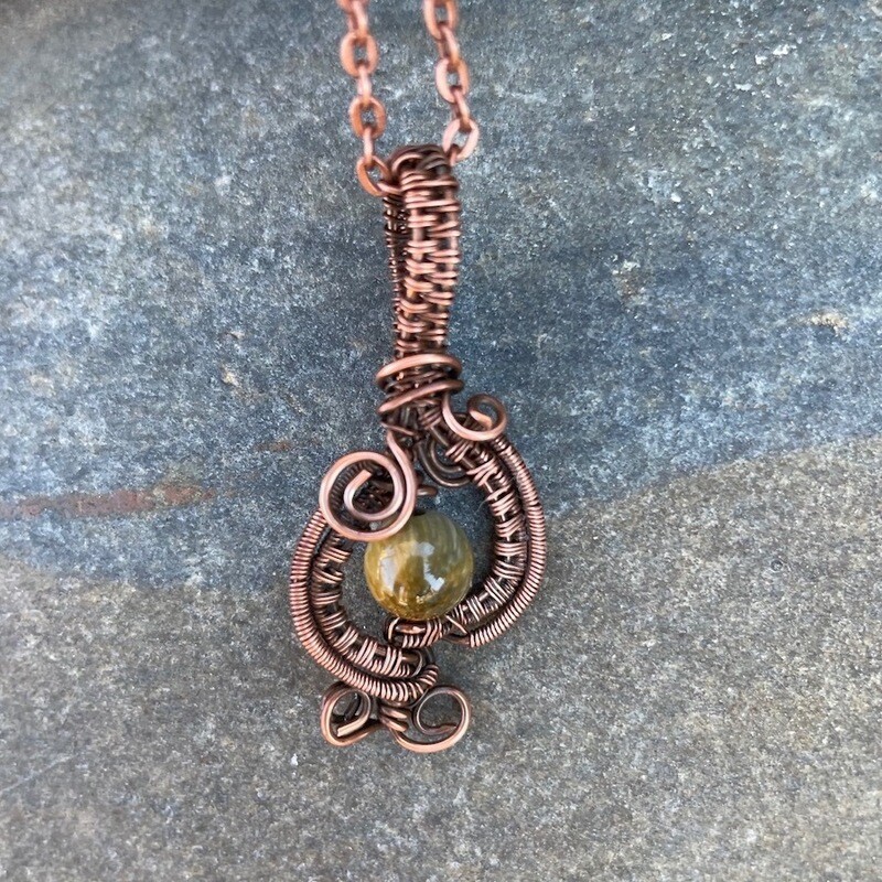 Tiger Eye Wire Weave Pendant