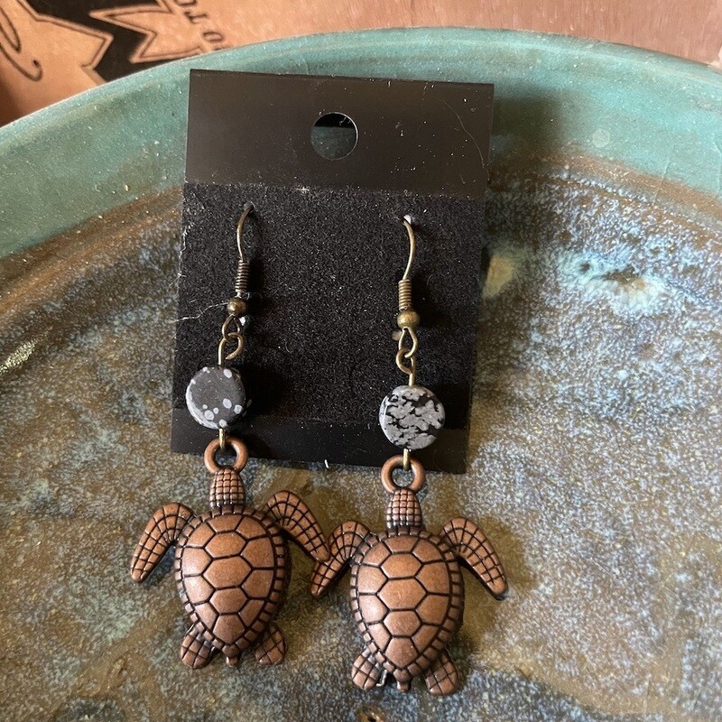 Turtle Earrings with Dalmation Jasper