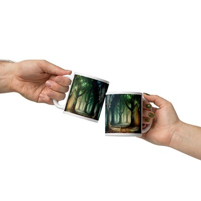 Enchanted Forest White glossy mug
