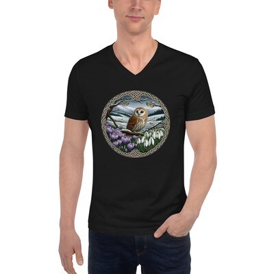 Spring Owl Unisex Short Sleeve V-Neck T-Shirt