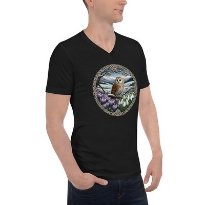Spring Owl Unisex Short Sleeve V-Neck T-Shirt