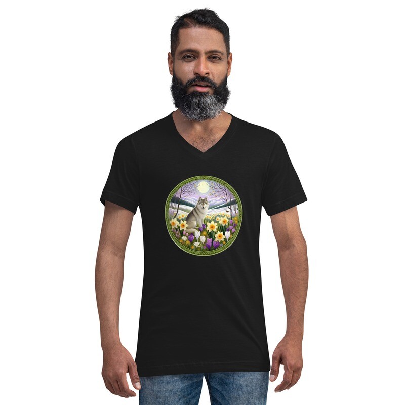 Mystic Spring Wolf Unisex Short Sleeve V-Neck T-Shirt
