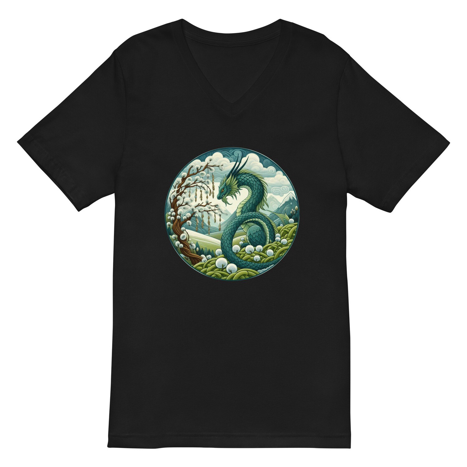 Spring Dragon Unisex Short Sleeve V-Neck T-Shirt