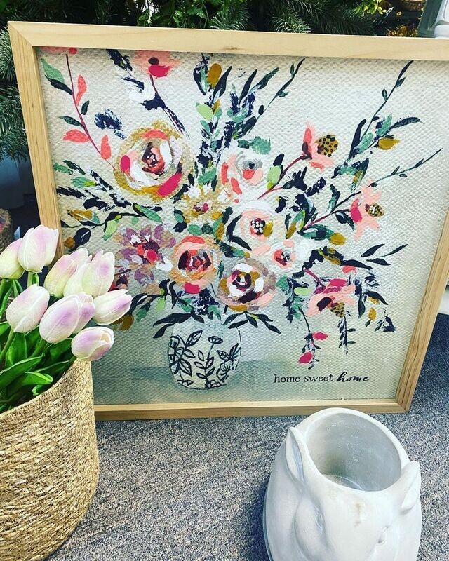 Wooden Floral Painted Sign
