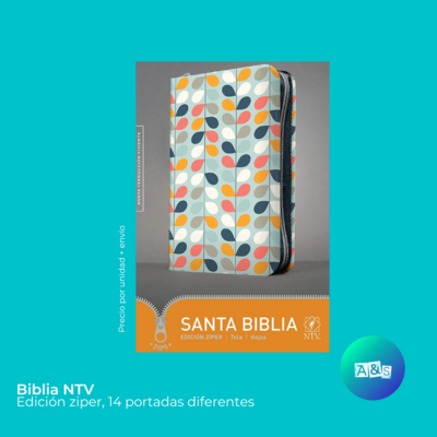 BIBLIA NTV CON ZIPER HOJAS COLORES