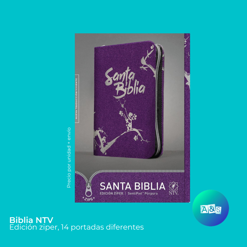 BIBLIA NTV CON ZIPER MORADA