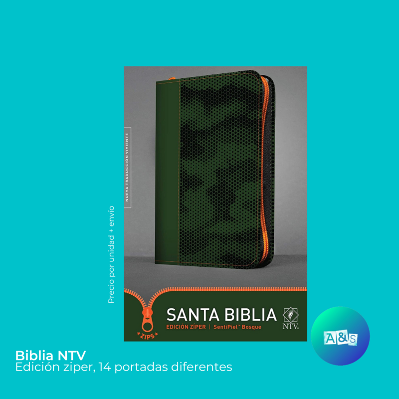 BIBLIA NTV CON ZIPER VERDE
