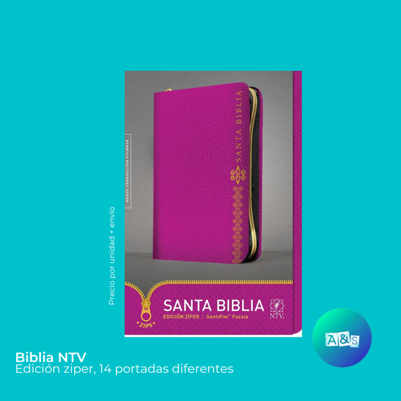 BIBLIA NTV CON ZIPER FUSCIA