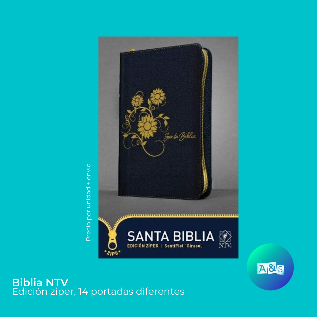 BIBLIA NTV CON ZIPER AZUL