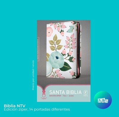 BIBLIA NTV CON ZIPER JARDÍN 