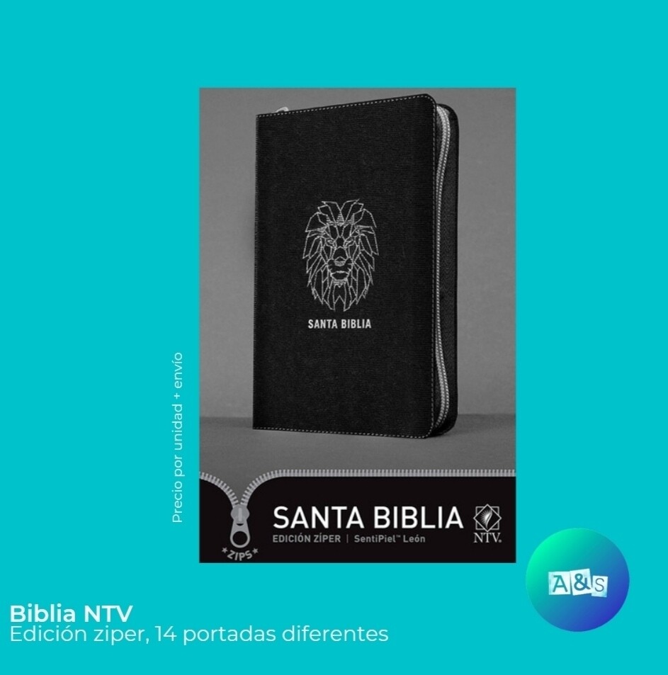 BIBLIA NTV CON ZIPER LEÓN 