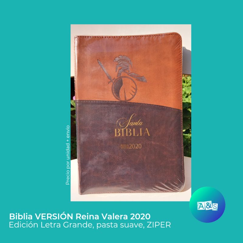 BIBLIA RVR 2020 BICOLOR CAFE ZIPER SOLDADO 