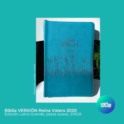 BIBLIA RVR 2020 TURQUESA ZIPER