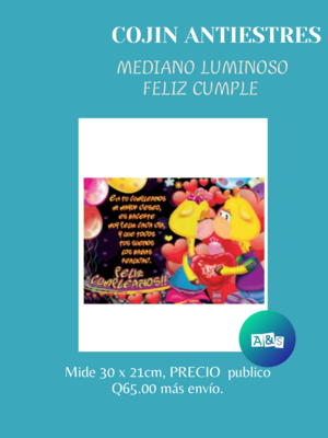 COJIN ANTI ESTRES MEDIANO LUMINOSO VARIOS MOTIVOS