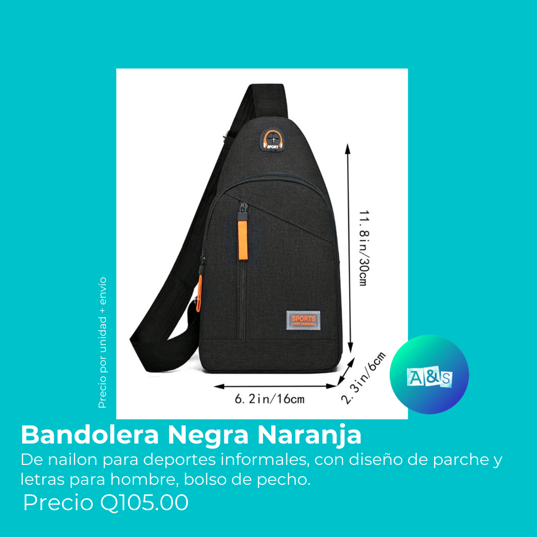 BANDOLERA NEGRA NARANJA