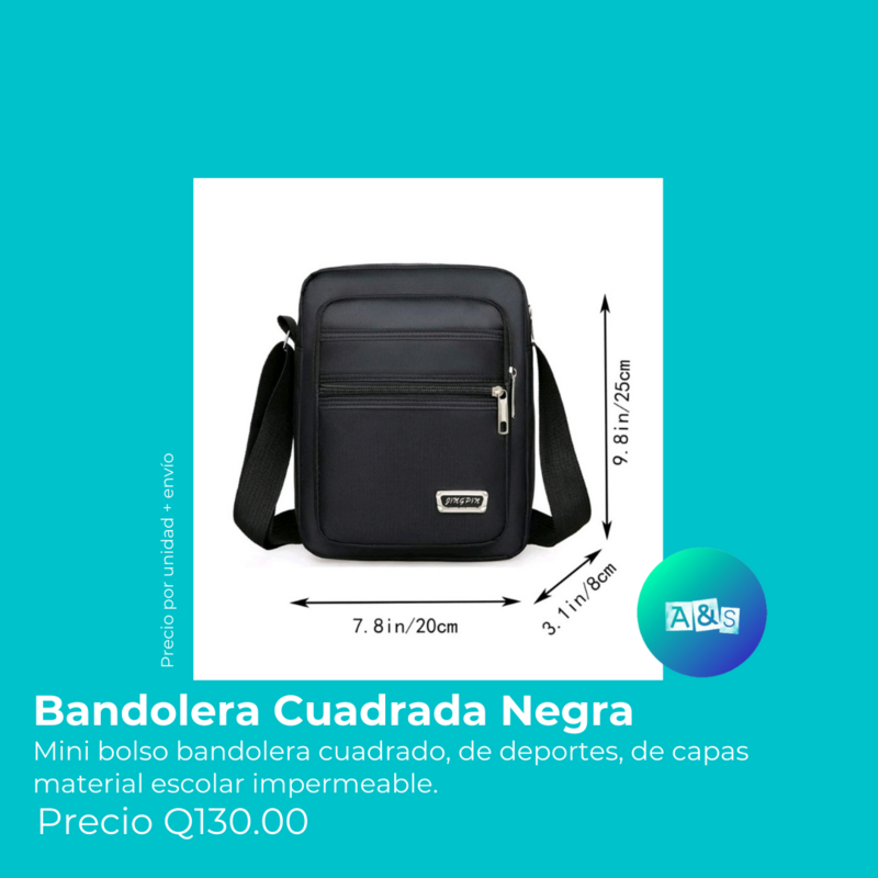 BANDOLERA CUADRADA NEGRA