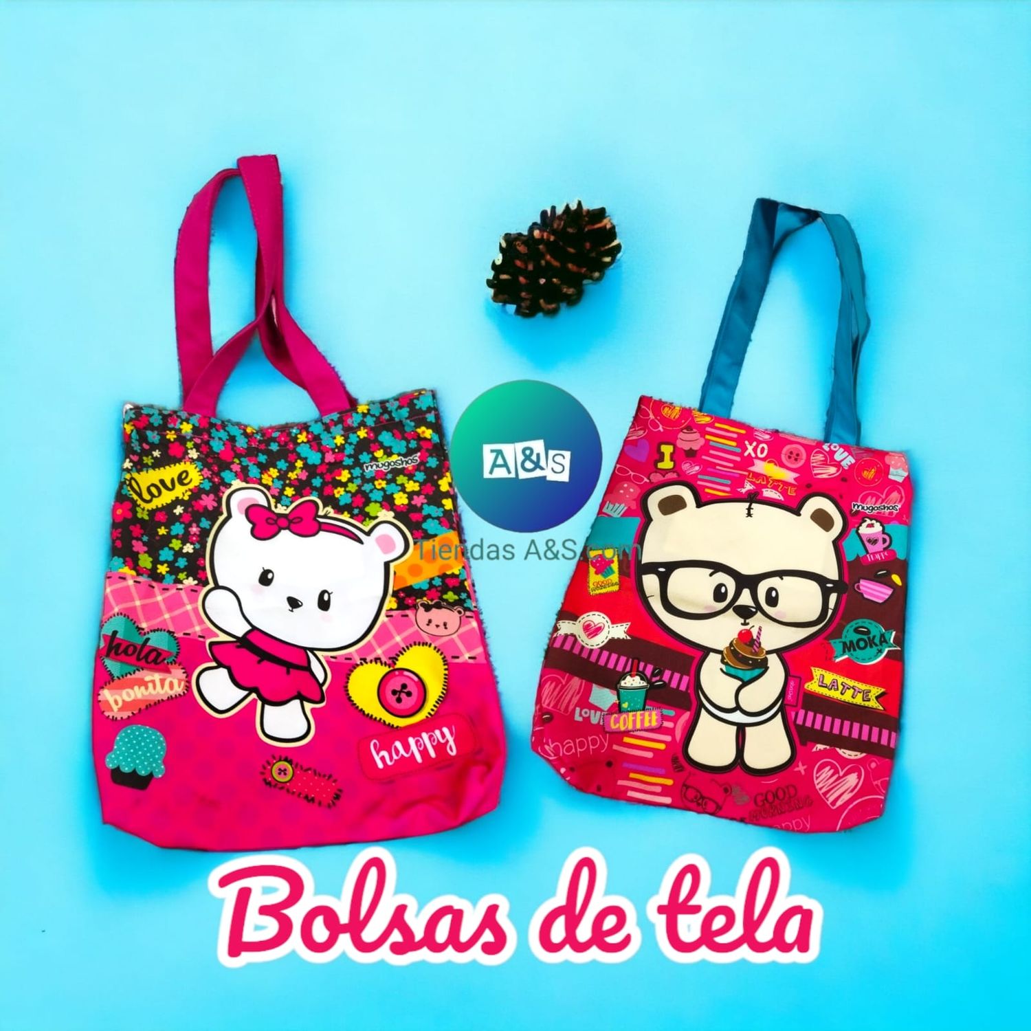 BOLSAS DE TELA PERSONAJE MUGOSHOS SHOS CON ZIPER