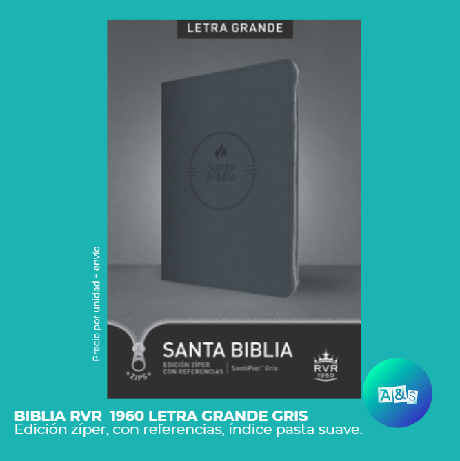 BIBLIA RVR 1960   LETRA GRANDE GRIS con Índice