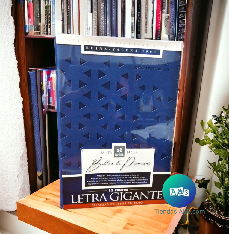 Santa Biblia RVR 1960 Edición de Promesas Unilit Letra Gigante , ELIGE TU COLOR FAVORITO: AZUL