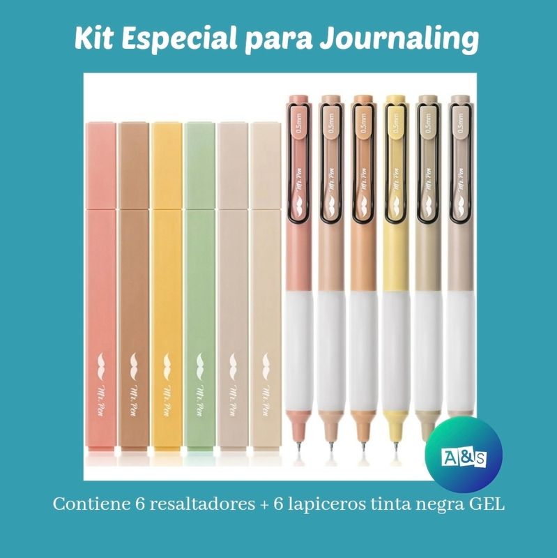 Kit Resaltador + Lapicero gel negro Mr. Pen Art 12