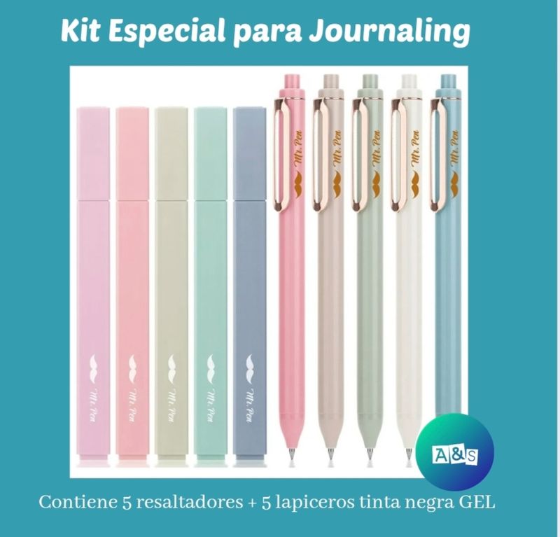 Kit Resaltador + Lapicero gel negro Mr PenArt 10