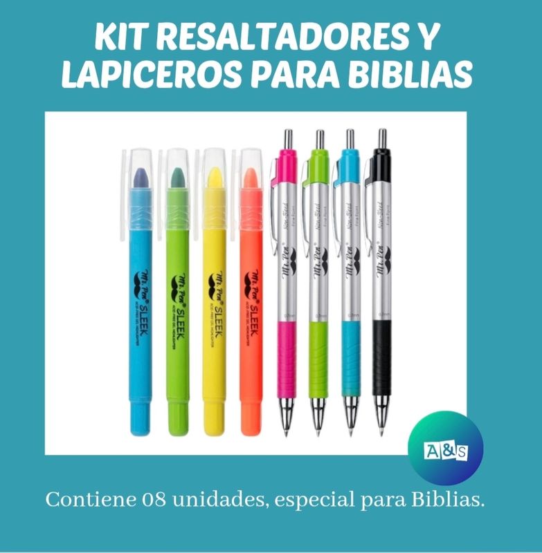 Kit Resaltador + Lapicero Especial para Biblias Mr Pen Colores Art 08