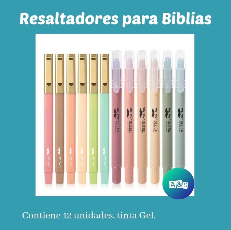 KIT Resaltadores Especial para BIBLIAS MR PEN Pastel  Art 12