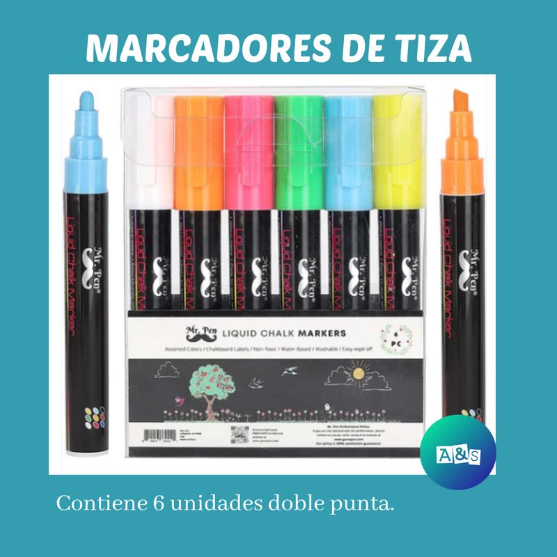 SET  MARCADORES DE TIZA COLORES  MR PEN ART 06