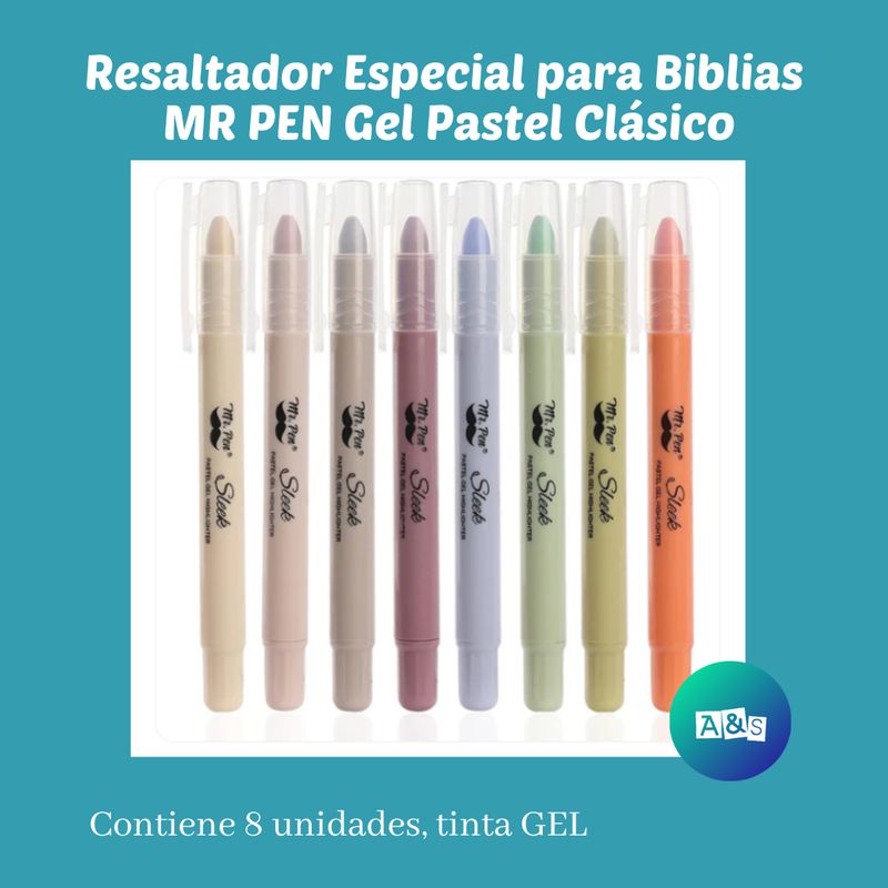 Resaltador Especial para Biblias MR PEN Gel Pastel Clásico Art 08