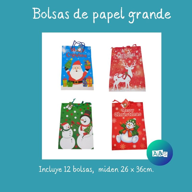 Bolsa de papel Grande Navidad x12