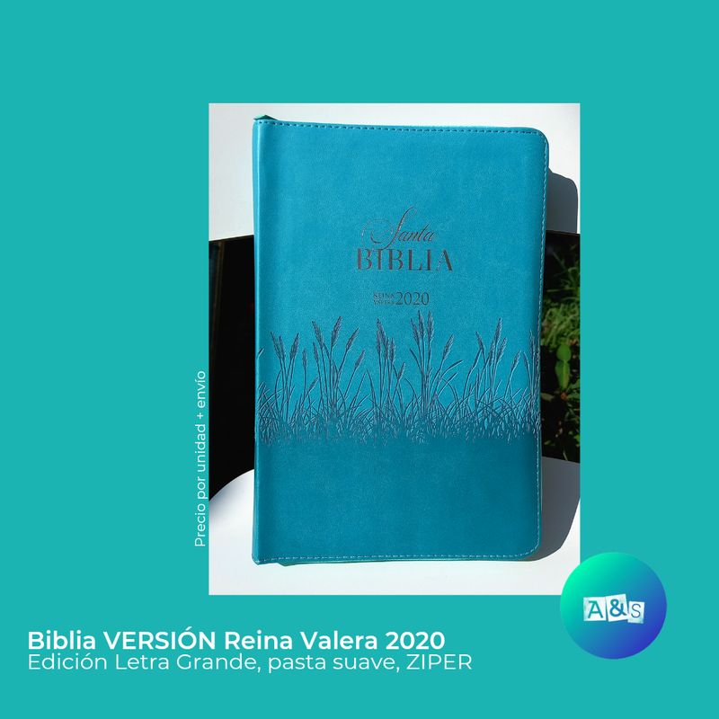 BIBLIA RVR 2020 TURQUESA ZIPER