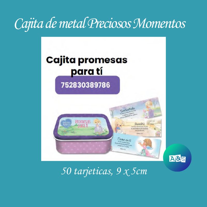 Tarjetas cajita metal Preciosos Momento Promesas Para TI