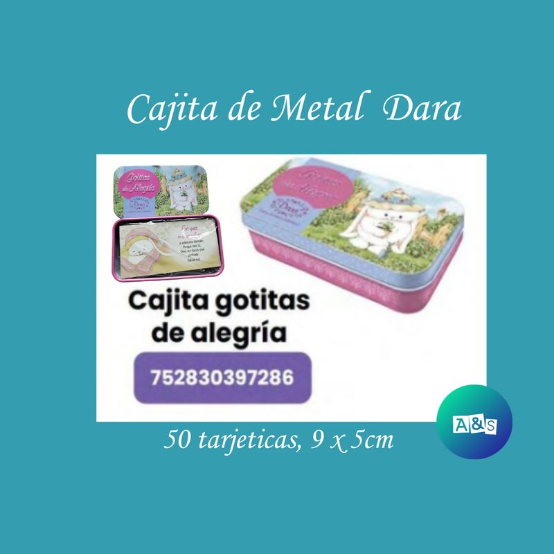Tarjetas cajita metal Dara Gotitas de Alegría