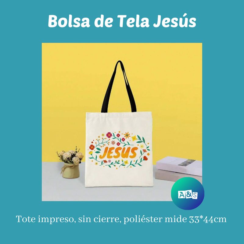 BOLSAS DE TELA JESUS  flores rojas