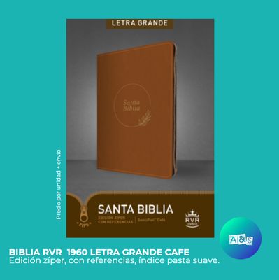 BIBLIA RVR 1960   LETRA GRANDE CAFE con Índice