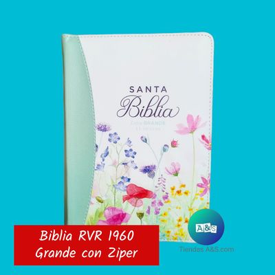 Biblia Rvr1960 Letra Grande Ziper Flores