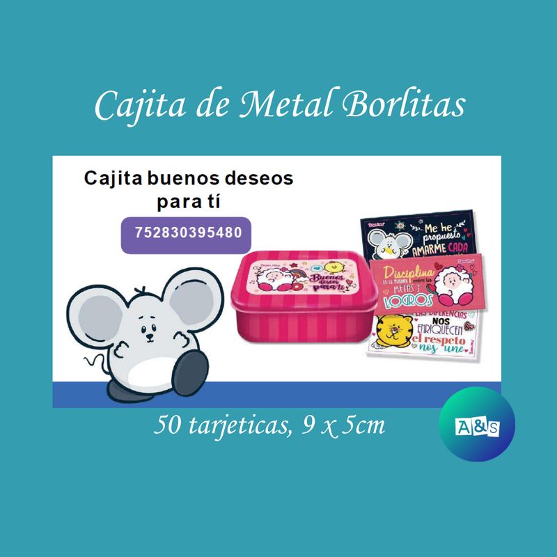 Tarjetas cajita metal Borlitas Buenos Deseos Para Ti
