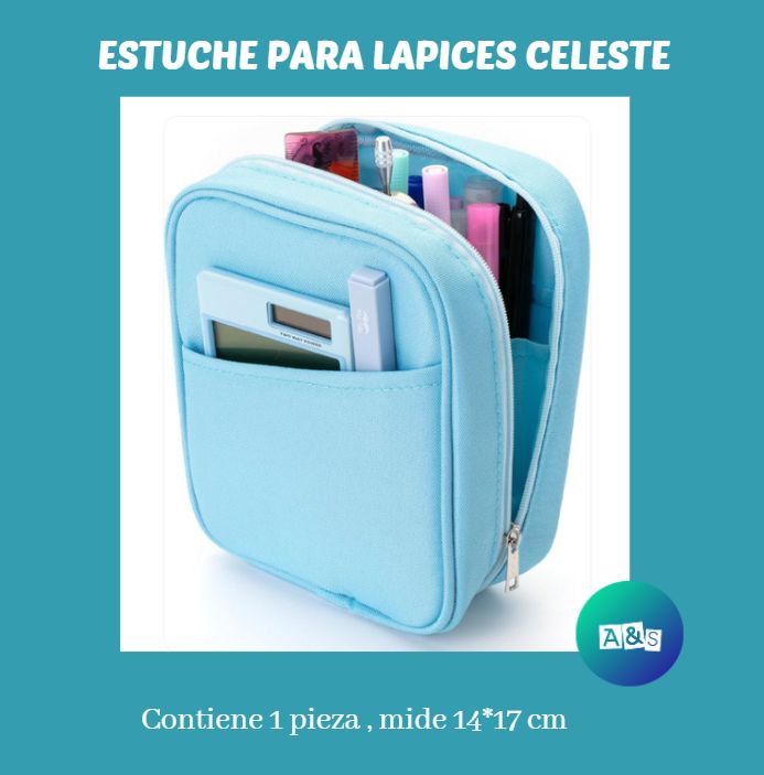 ESTUCHE PARA LAPICES CELESTE MR. PEN