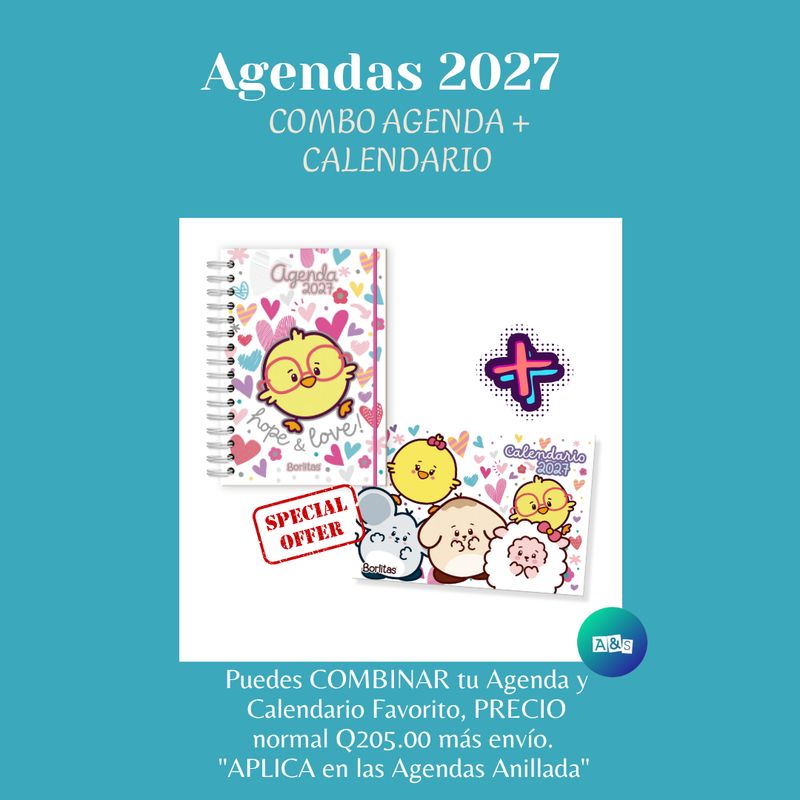 COMBO Agenda 2027 anillada y Calendario COMBO Agenda 2027 anillada y Calendario