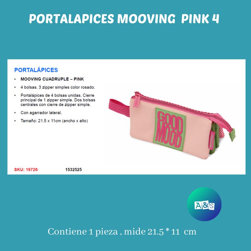 ESTUCHE O CARTUCHERA  MOOVING PINK 4